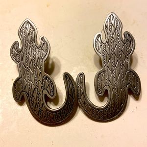 JJ 1988 Gecko Lizard Pewter Ornate Earrings